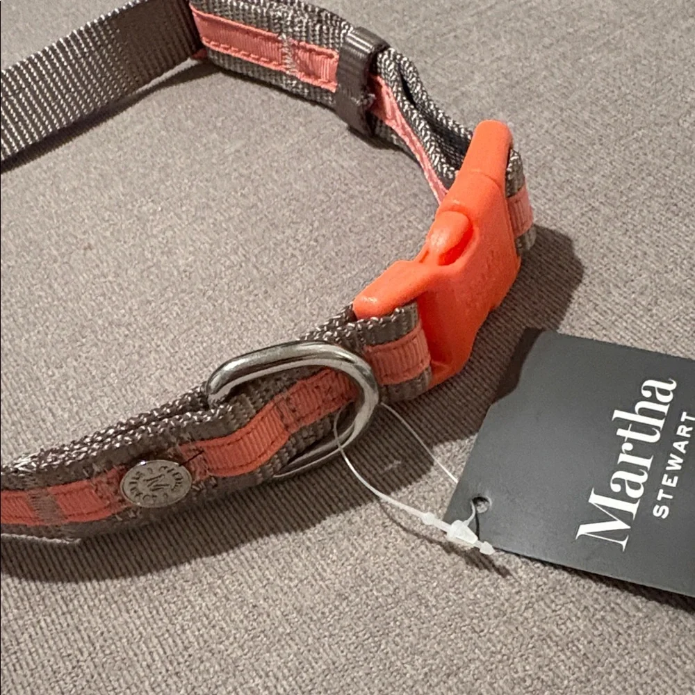 NWT [Martha Stewart] Adjustable Nylon Dog Collar in Dress Coral, Multiple Sizes!